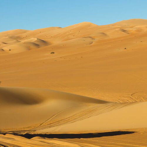 4x4 off-road vehicle driving to Tembaine desert