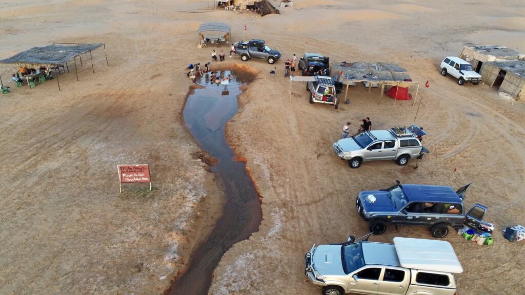 Thermal lake Hwidhat Erreched in Tunisia Sahara