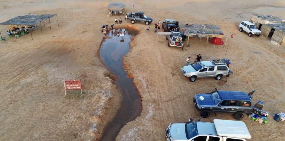 Thermal lake Hwidhat Erreched in Tunisia Sahara